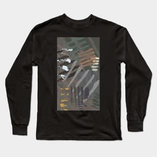 "Desire of Disgust in Retrospect" - Dark Abstract Painting Textured Artwork With Circles and Lines Long Sleeve T-Shirt